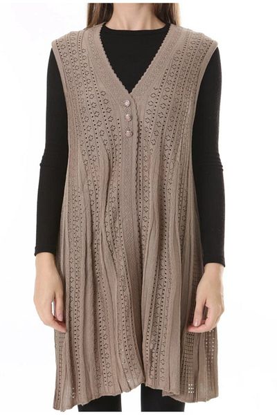Fresh&Moda Women's Knitwear Seasonal Araboy Mercerized Large Size Mother Vest