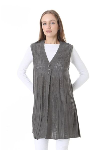 Fresh&Moda Women's Knitwear Seasonal Araboy Mercerized Large Size Mother Vest