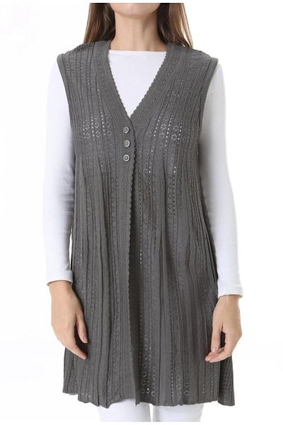 Fresh&Moda Women's Knitwear Seasonal Araboy Mercerized Large Size Mother Vest