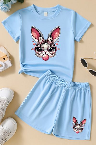MYADA Set pantaloni scurți pentru fete cu imprimeu de iepure cu design special 24043