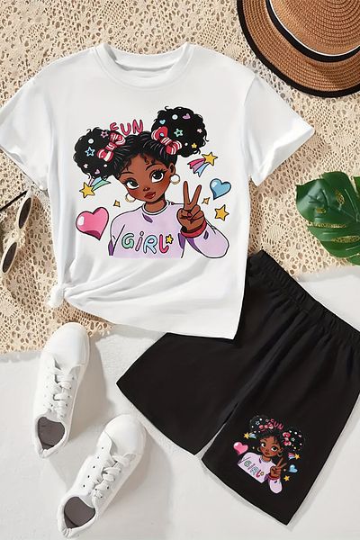 MYADA Special Design Fun Girl Printed Girl's Shorts Suit 24042