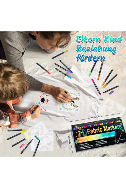 Art Tone Fabric Marker Kumaş Kalemi 24 Adet Set T-Shirt Ayakkabı Pantolon Ceket Çorap Short Boyama Kalemi