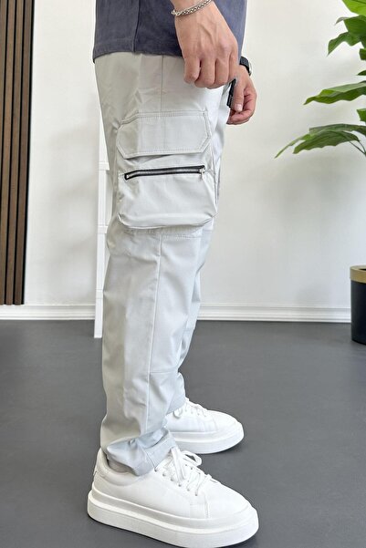 Edwox Gray Thin Baggy Cargo Pants - Men's Edw164