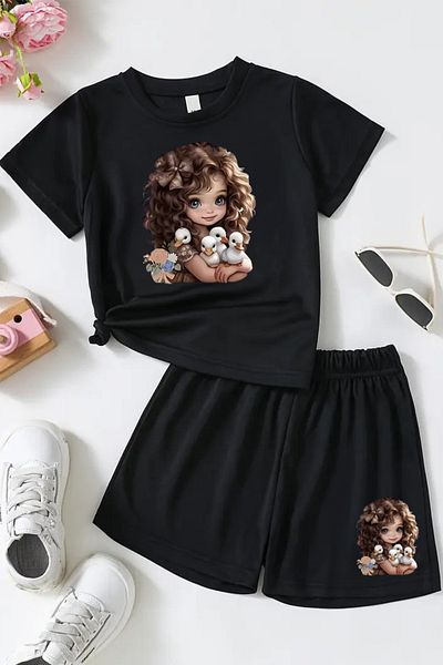 MYADA Special Design Printed Girl's Shorts Set 24041