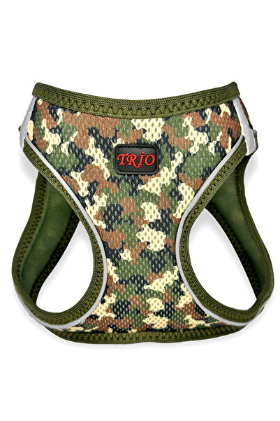 Pets Carnival Kedi Köpek Air-mesh Göğüs Tasması Ve Gezdirme Sevk Kayışı Seti Camo 2si1 Arada