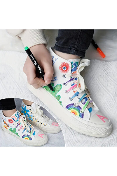 Art Tone Fabric Marker Kumaş Kalemi 24 Adet Set T-Shirt Ayakkabı Pantolon Ceket Çorap Short Boyama Kalemi