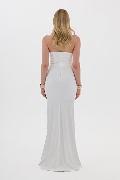 Carmen White Strapless Long Satin Wedding Dress