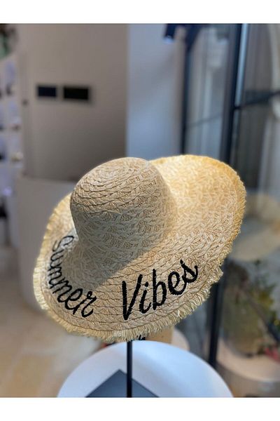 Zeynep Keskin Design Straw Hat, Knitted Straw Hat, Beach Hat