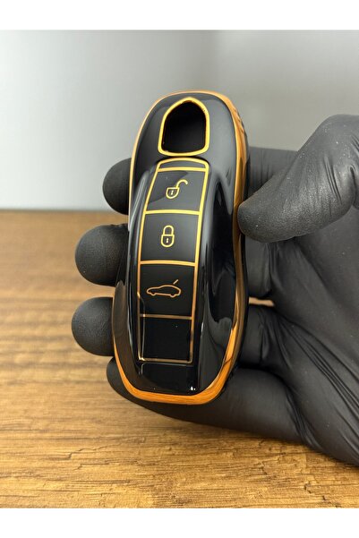 Luxe Aksesuarr Porsche Smar Panamera- Macan - Cayenne Husa de protectie cheie din silicon cu 3 butoane Culoare neagra