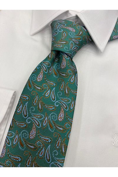 Pierre Cardin Pi̇erre Cardi̇n Woven Fabric Patterned Green Tie