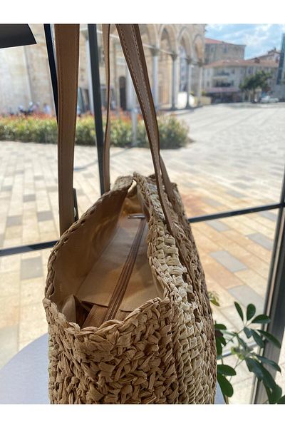 Zeynep Keskin Design Γυναικεία ψάθινη τσάντα, πλεκτή τσάντα, τσάντα παραλίας, γυναικεία τσάντα ώμου