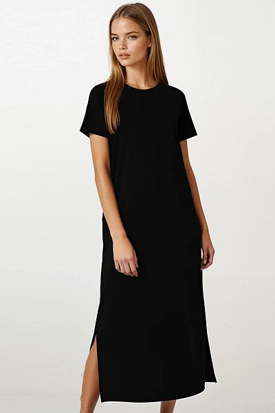 VAGGON Relaxed Cut Slit Detailed Maxi Dress