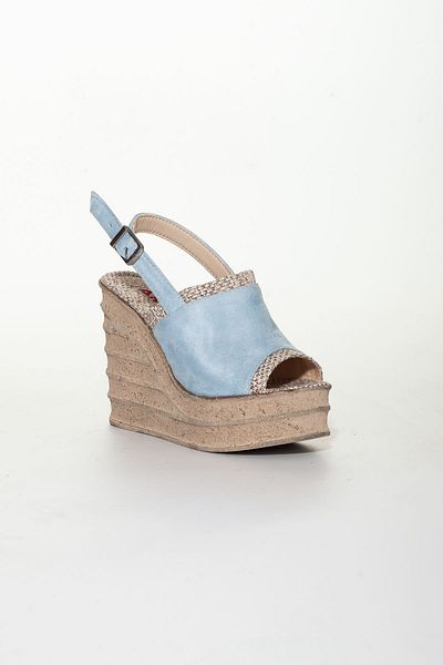 derithy High Feta Wedge Poly Tbn 2 Χρώμα Saya Comfort Παντόφλες Σανδάλια Καλοκαιρινά Παπούτσια-μπλε σουέτ