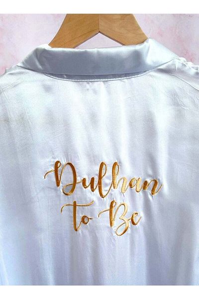 Peacock Supplies White Dulhan To Be Bridal Full Length Silk Robe