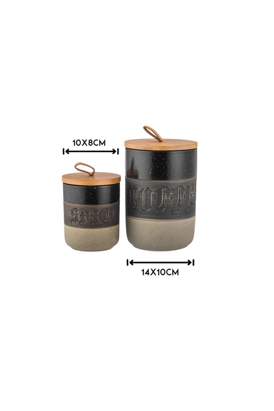 ABAREEK Ceramic spice jar set, 7 pieces, with wooden stand