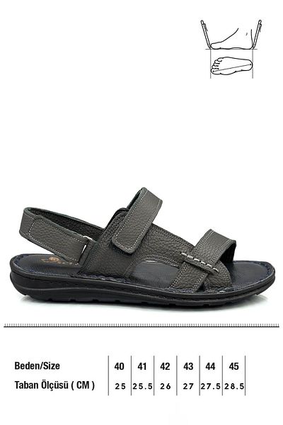 sermoda Γνήσιο δέρμα Velcro Ανδρικά Σανδάλια Σύριγγα Καπνιστό