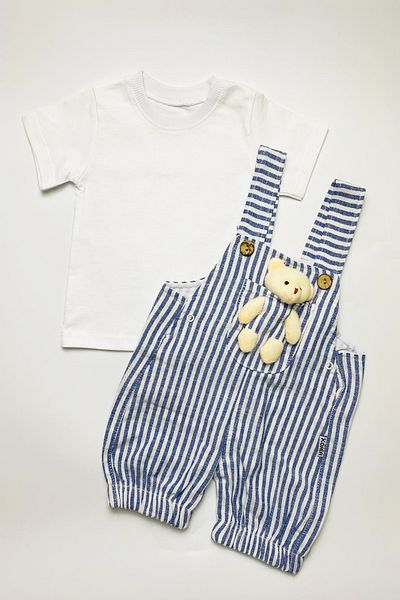 TUOBEBE Striped Baby Unisex Blue Striped Salopet