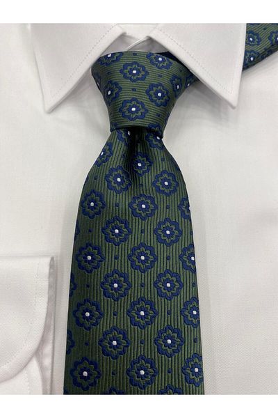 Pierre Cardin Pi̇erre Cardi̇n Woven Fabric Patterned Green Navy Blue Tie