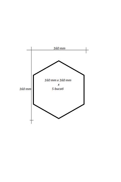 Mirror Decorative Acrylic Sticker Set, Hexagon, 160 mm x 160 mm x 5 pieces