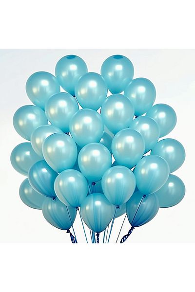 tedaks 20Pcs 12 Inch 30 cm Metallic Light Blue Balloon Birthday Ornament