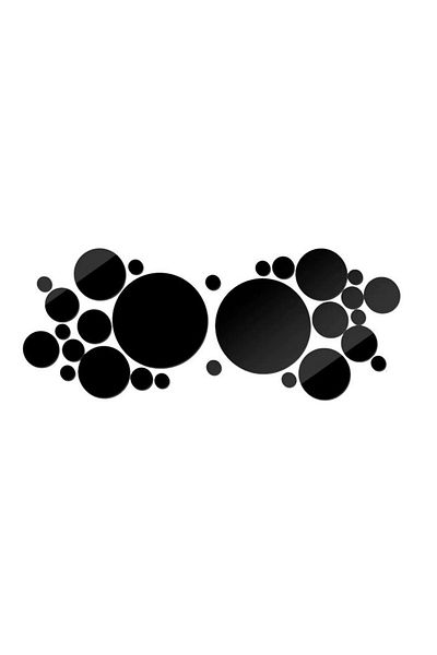 Mirror Set of 30 Decorative Acrylic Glass Mirrors, for interior design, round model, Black