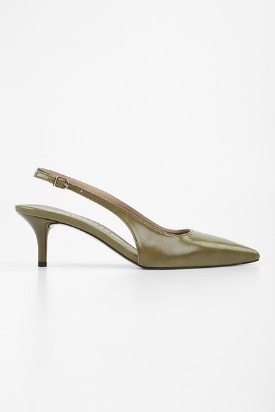 Shoeberry Women's Estelle Oil Green Skin Stiletto