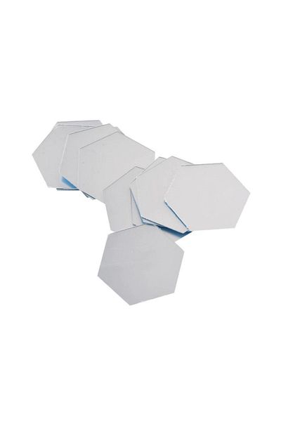 Mirror Set of 12 Decorative Acrylic Crystal Mirrors, Hexagon Shape, Silver, 160x138MM. Regal Trade
