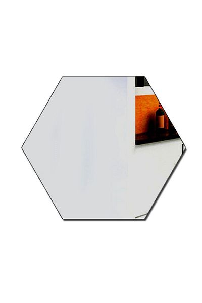 Mirror Hexagon Design Mirror Set - Decorative Acrylic Mirrors 12 pieces, 10x8.7x5 cm, Silver