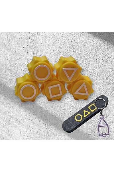 OEM Gonggi game set with stand, Squid Game, 3D printed, yellow