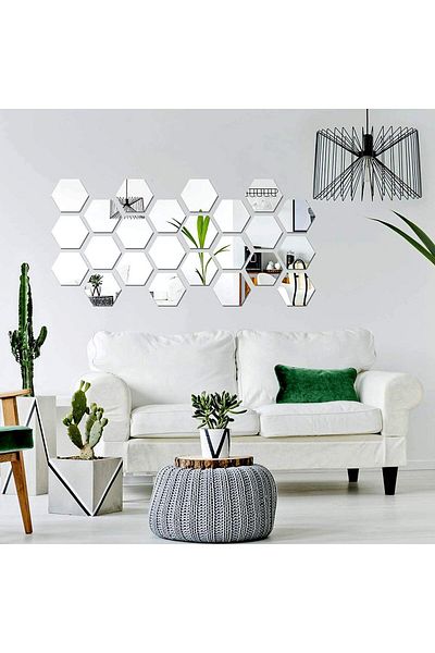 Mirror Set of 12 pieces Luxury Acrylic Crystal Diamond Sticker, Self-Adhesive Mirror Type Decorative Design