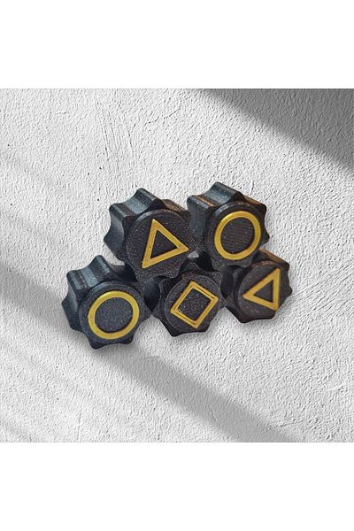 OEM Gonggi game set, Squid Game, 3D printed, black with gold glitter