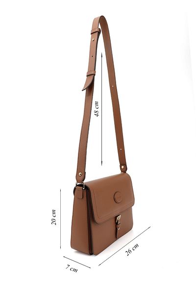 GÖNDERİ(R) Women / Girls Tan Antique Genuine Leather Shoulder Bag