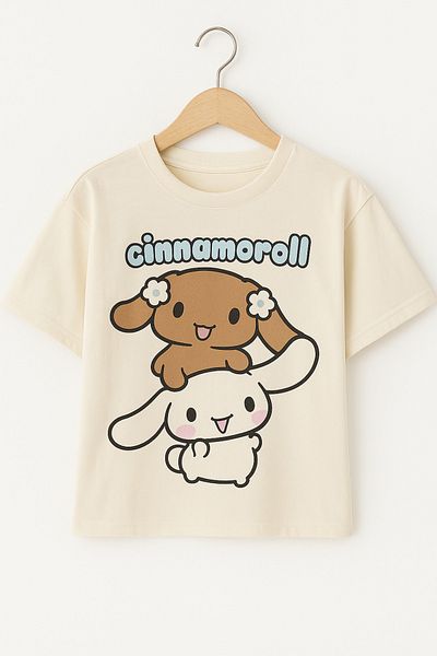 Ramior Cinnamoroll Printed Girl's Oversize T-shirt – 100% βαμβάκι – Διασκεδαστικό μοτίβο χαρακτήρων
