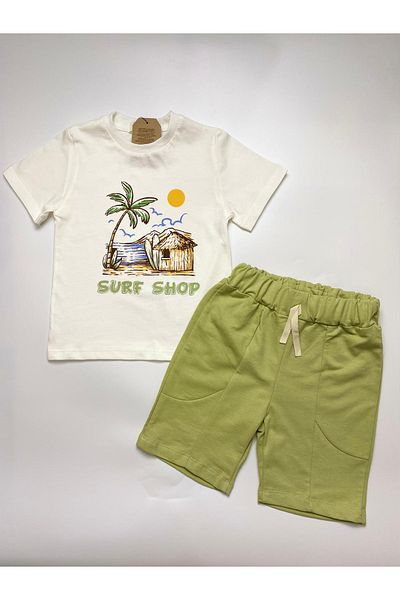 TUOBEBE Boy's Bottom Top Short Sleeve Shorts Tropical Printed Set