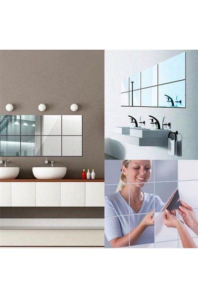 Mirror MyStyle Silver Square Design Mirror Set - Decorative Acrylic Crystal Mirrors - Diamond - 9BUC/SET