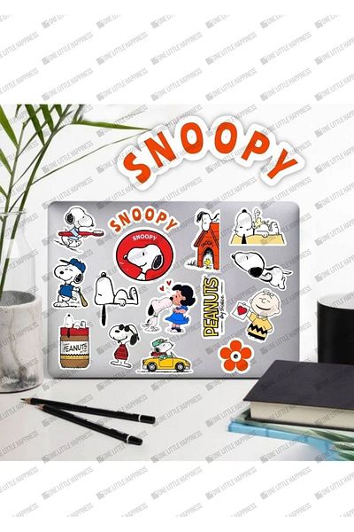 One Little Happiness Snoopy Peanuts Laptop Notebook Phone Case Sticker Pack