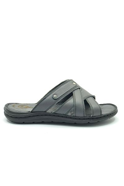 KOCAMANLAR Soldier 1924 100% Genuine Leather Men's Full Orthopedic Slippers Gray
