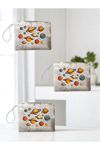 lili hediyelik Planets Printed 3-Piece Handbag Coin Bag