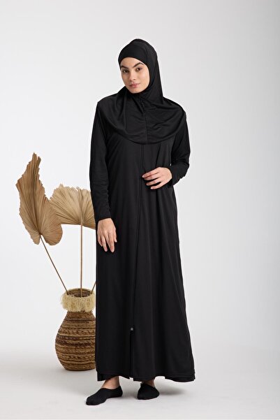 MaesSE فستان صلاة أسود بسحاب