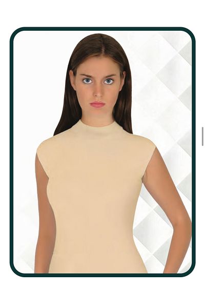 ERŞAH Women's Nude Lycra Zero Sleeve Turtleneck Tank Top