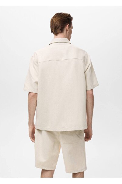 MANGO Man Keten pamuk karışımlı gömlek