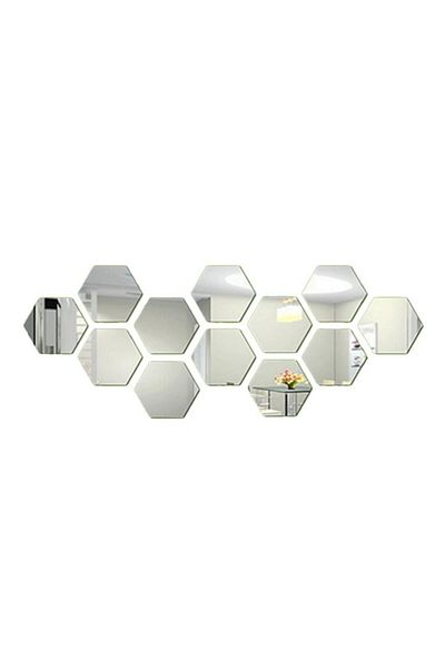 Mirror Hexagon Design Mirror Set - Decorative Acrylic Crystal 10 pieces/set