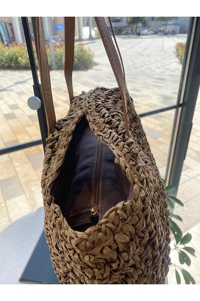 Zeynep Keskin Design Γυναικεία ψάθινη τσάντα, πλεκτή τσάντα, τσάντα παραλίας, γυναικεία τσάντα ώμου