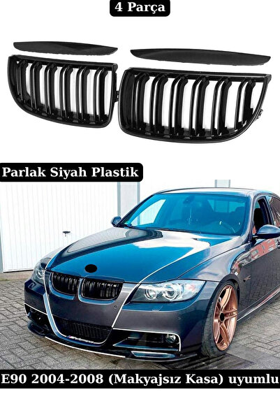 SML Dizayn 2004-2005-2006-2007-2008 Bmw E90 Ön Panjur Böbrek Parlak Siyah Pla...
