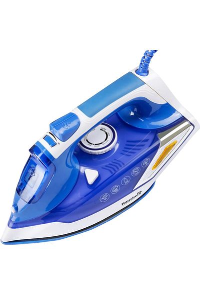 Hausberg Σίδερο HB-7880BL, 2300W, Πλάκα με κεραμική επίστρωση, δεξαμενή νερού 400ml, Λευκό/Μπλε