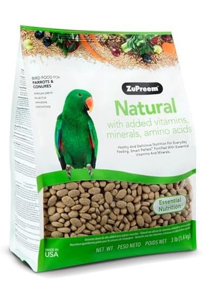 Zupreem Natural With Added Vitamins, Minerals, Amino Acids Medium/Large Bird Food,3 Lb.