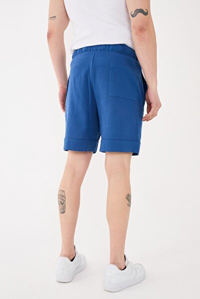 RELAXL 100% Cotton Unisex Relaxed Fit Women's Men's Shorts Saks Blue