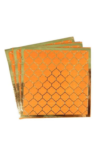 Peacock Supplies Moroccan Orange Party Napkins Pack of 20 - Disposable Decorative Napkins