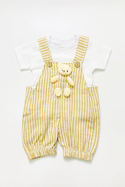 TUOBEBE Striped Baby Unisex Cream Striped Salopet