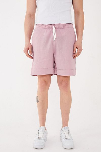 RELAXL Καλοκαιρινό σορτς Unisex κοντό λιλά από 100% βαμβακερό ύφασμα Şile